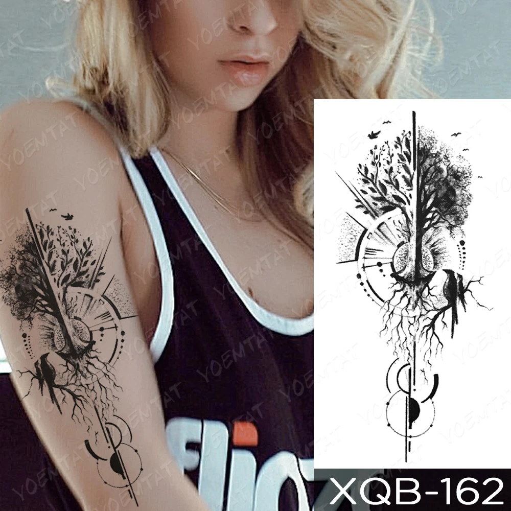 Tatouage Arbre De Vie Homme Bras Autocollant De Tatouage Temporaire, Imperméable, Arbre, Oiseau, Univers,  Boussole, Renard, Sirène, Bras D'art Corporel, Fausse Manche, Pour Femmes  Et Hommes - Temporaire Tatouages - AliExpress