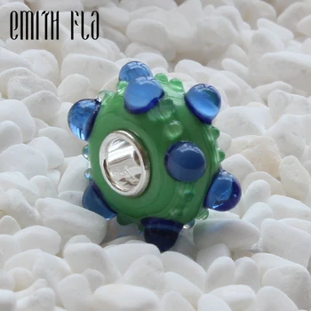 

Emith Fla 925 Sterling Silver Large Hole Round Dot Murano Glass European Charm Beads Fit Brand Troll Bracelet Beads Jewelry Gift
