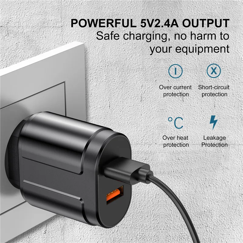 USLION Dual USB зарядное устройство для телефона зарядное устройство 5 В 2.4A ЕС США вилка путешествия настенное зарядное устройство адаптер Зарядка для iPhone samsung huawei Xiaomi