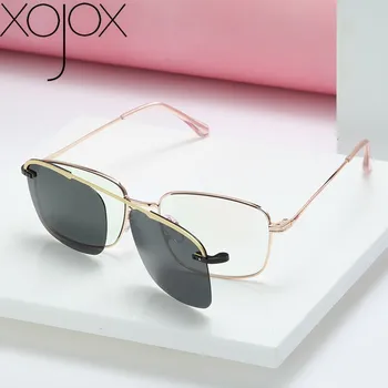

XojoX New Magnetic Cover Mirror Sunglasses Fashion Men's Driving Polarized Sunglasses Alloy Myopia Glasses Frame Women