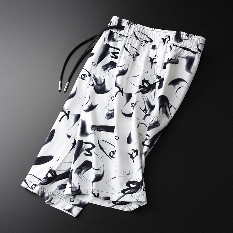 Minglu, летние повседневные мужские шорты, роскошные, со сплошным принтом, проветриваются, мужские летние шорты размера плюс, 3XL, 4XL, облегающие мужские шорты