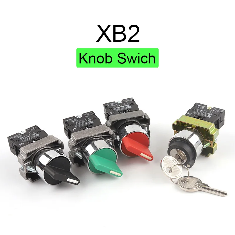 1PCS 22mm XB2 2/3 Positions Self-Locking  Knob Switch Key Control Knob Switch Start Power Rotate Switch