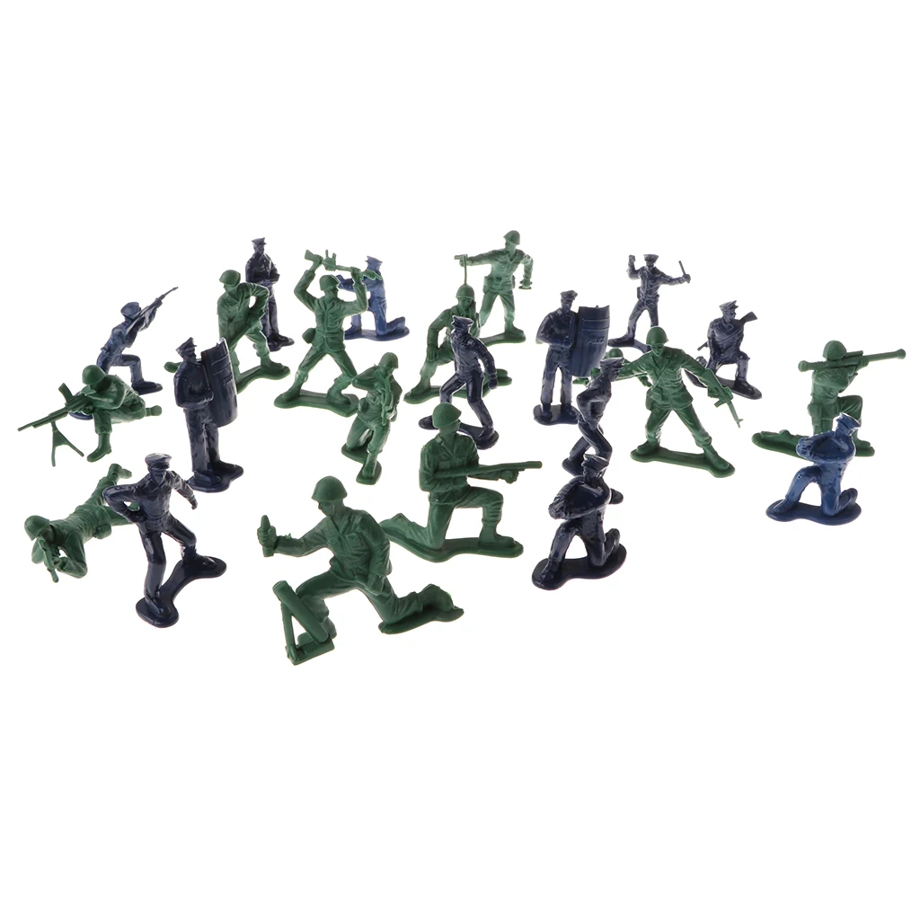 24pcs Plastic Army Playset 5cm Soldier & Police Army Men Action Figures Collectibles Gift