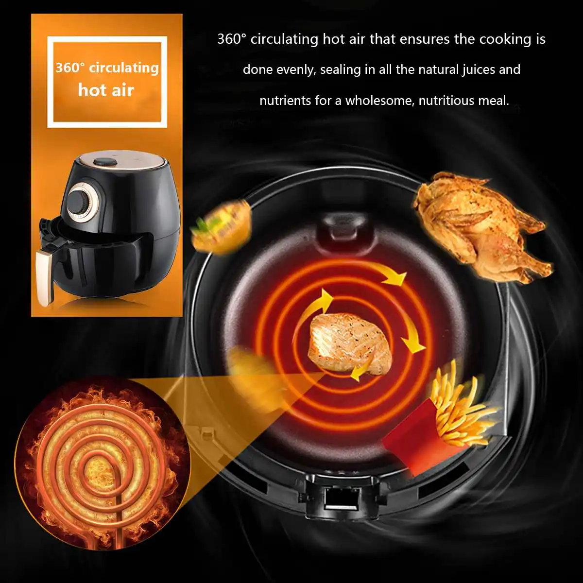 4L 1300W Electric Air Fryer Machine Oil Free Fryer Fritadeira Eletric Air Fryer Kitchen Cooker French Fries Chicken Healthy Make