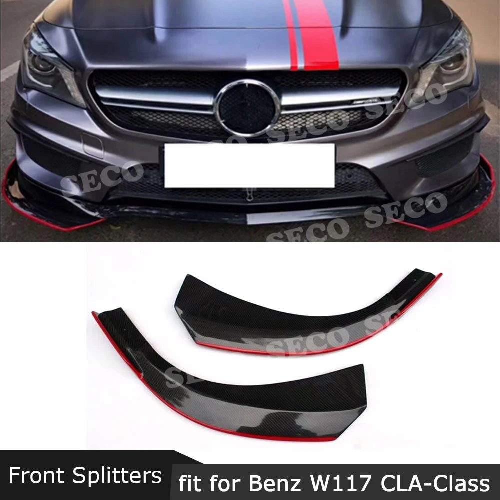 Для W117 углеродное волокно Передние Губы разветвители закрылки для Benz CLA класс W117 C117 CLA250 CLA260 CLA45 разветвители-16 Red Line 2 шт