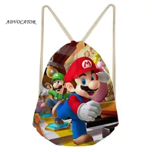 Защитник дети шнурок сумка с рисунком «Супер Марио чайник узор Строка Рюкзак изготовленным на заказ логосом Пляжная Сумка торба Sportowa