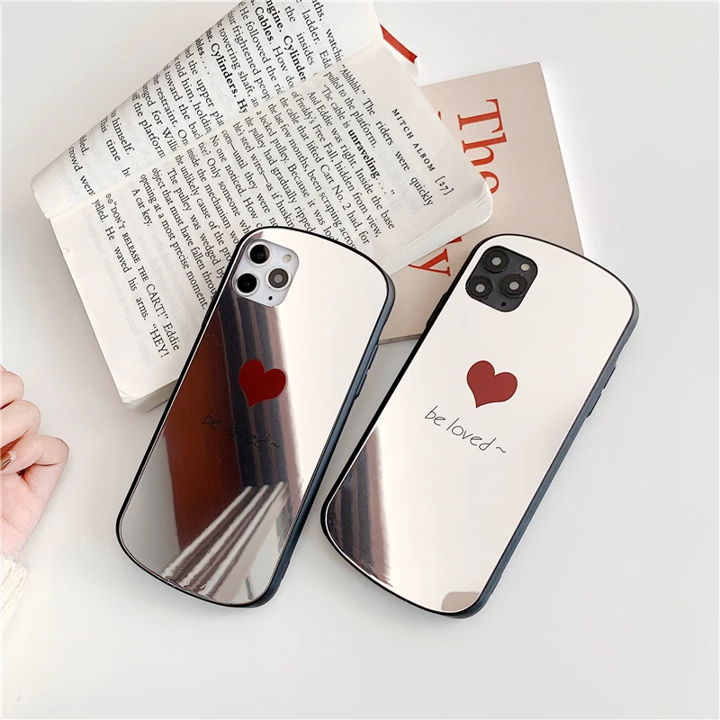 Love Heart Arc макияж зеркальный чехол для телефона для iphone 7plus 6 6S 8X11 promax милый жесткий стеклянный чехол s для iphone XR XS Max чехол для телефона