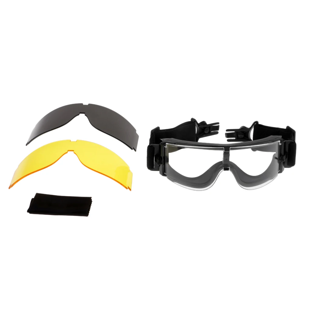 

X800 Safety Goggles 3 Lens Kit Sunglasses Safety Eye Protection for Helmet with Side Rails