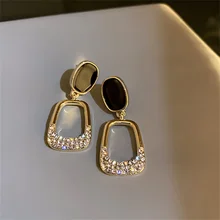 

Vintage Geometric Pearl Stud Earrings for Women Square 925 Sterling Silver ​Party Jewelry Accessories Gift