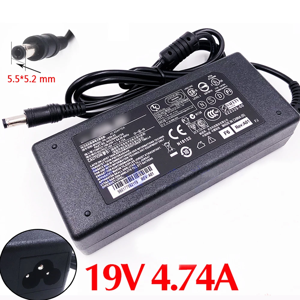 19V 4.74A 5,5*5,2 мм зарядное устройство для адаптера для Asus X84H X84L X85S X88S X88V N53S/J шнур питания