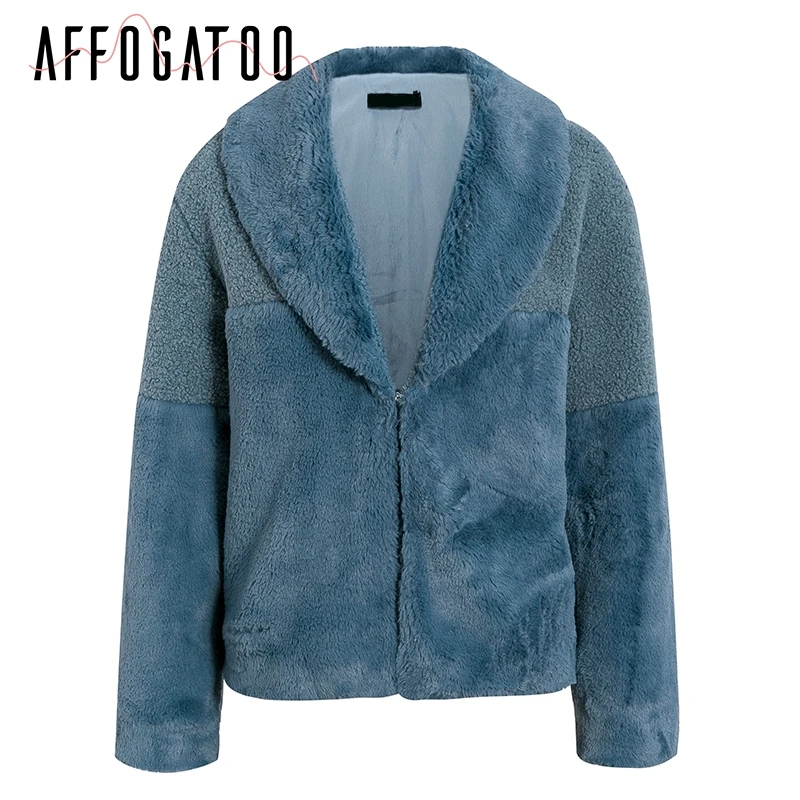 Afogafoo/Модное теплое пальто из искусственного меха, верхняя одежда для женщин на элегантных кнопках, меховое пальто, женские Лоскутные осенне-зимние женские короткие пальто