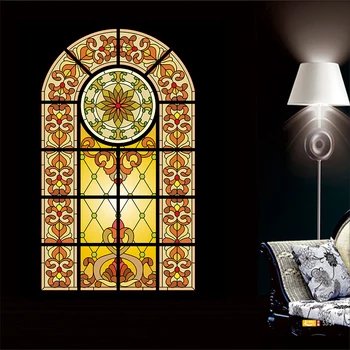 

Customized Size Opaque Glass Sticker Static Film Recyclable European Church Mixed Colour Hoe-Decor 55cmx100cm