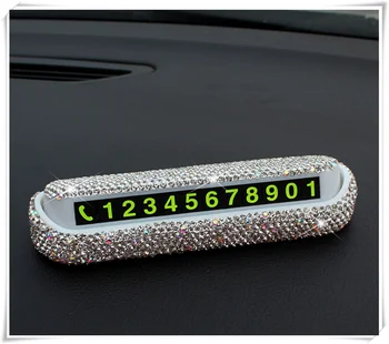 

1pcs Car temporary parking card Diamond Phone number plate DIY for Mercedes Benz Class ML GL G R AMG GT GLC GLE GLS R