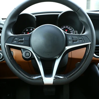 

2pcs Steering Wheel trim ABS For Romeo Giulia Stelvio 2017 2018 Useful