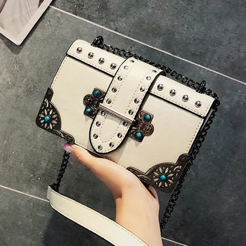 

Fashion European Women's Designer Handbag 2019 High-quality PU Leather Women Bag Rivet Chain Shoulder Bag Lady Crossbody Bolsa