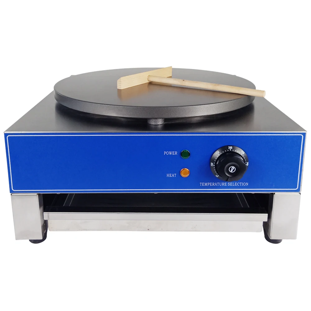 

Stainless Steel Electric Crepe Maker Pancake Non-Stick Griddle Baking Pan With Wooden Spreader Stick Kitchen Tool