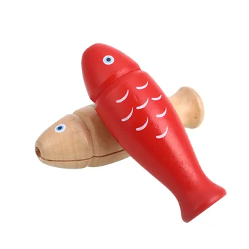 

Muyu Toy Wooden Clapper Fish Wood Preschool Gift Ring Tube Sturdy Temple Percussion Instruments Musical Durable Children