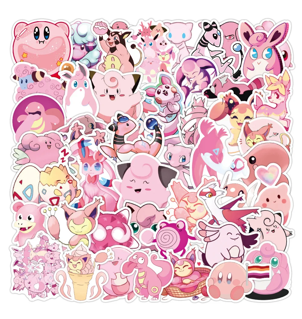 Водонепроницаемый чемодан для гитары Kirby розовый с аниме граффити 50 шт. наклейки