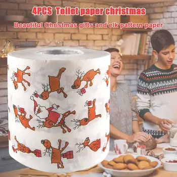

4pcs New Funny Toilet Kitchen Paper Santa Claus Humour Toilet Paper Roll Novelty Funny Kiss Gift