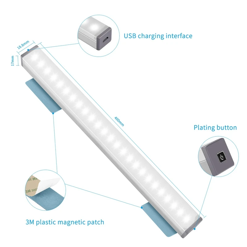Под шкафом свет, перезаряжаемый 25 отрегулировать светодиодный свет бар с магнитной полосой для кухни, гардероба, кемпинга, подвала, видео P