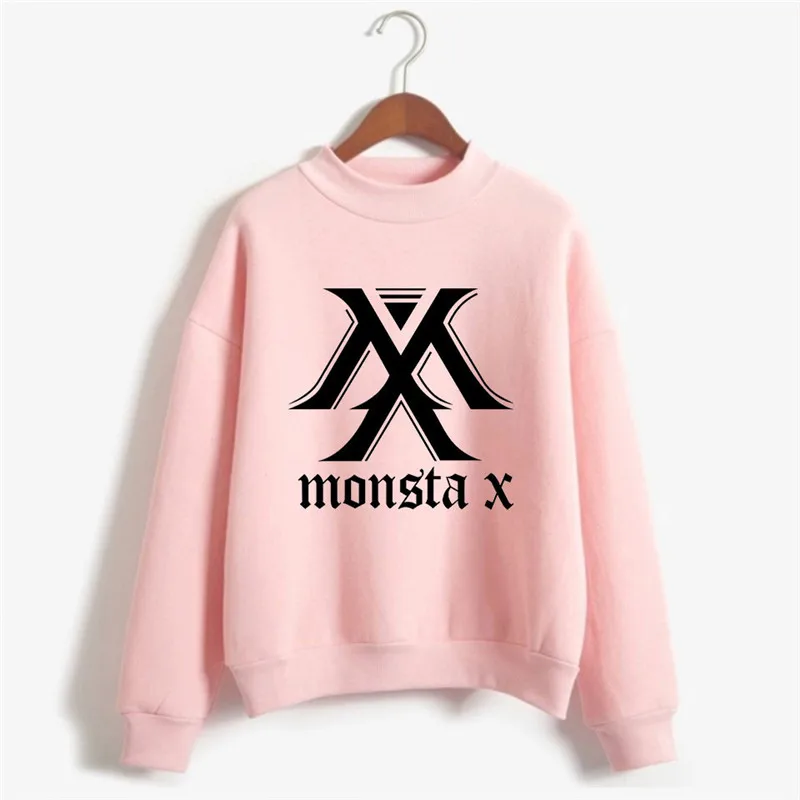 Kpop Monsta X; хлопковая толстовка с капюшоном и высоким воротником; свитшоты с принтом; пуловер с круглым вырезом; Верхняя одежда с длинными рукавами