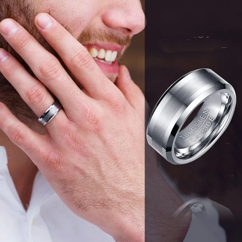Meaeguet 8mm Classic 100 Tungsten Carbide Ring For Men Wedding Bands