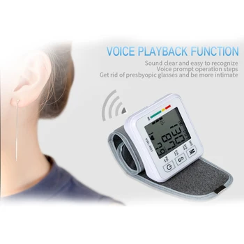

Blood Pressure Monitor Automatic Measurement Wrist Sphygmomanometer Pulse Rate Detection Voice LCD Display Diagnostic Tool