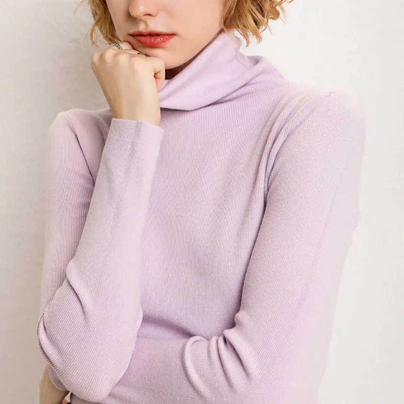 

Autumn Winter Women Turtleneck Sweater High-elastic Cashmere Sweater Soft Warm Pullover Bottoming Shirt Female Pullovers