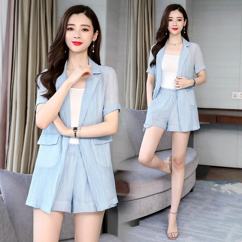 

Playful Two-Piece 2019 New Style Korean-style Very Fairy Network hong yang Gas Small Suit Shorts WOMEN'S Suit Summer with Camiso