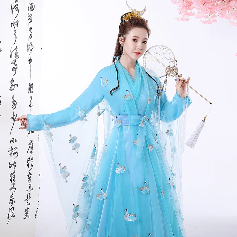 Новый костюм женский Hanfu в китайском стиле кино и телевидение театральный синяя