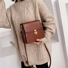 Модная Повседневная сумка с крокодиловым узором, Новая Винтажная универсальная сумка через плечо из искусственной кожи, Женская трендовая простая маленькая квадратная сумка