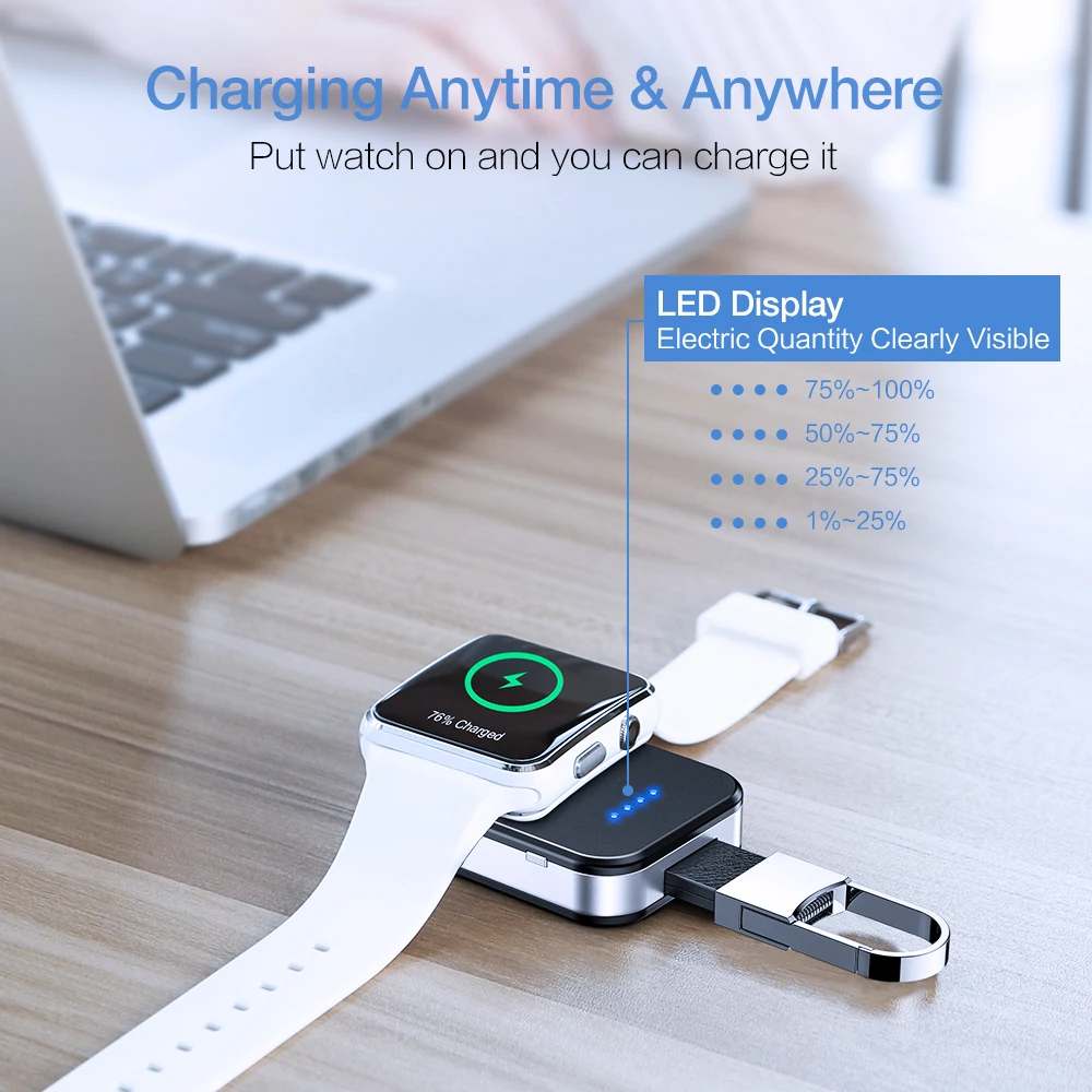 Pаспродажа KISSCASE оригинальный брелок Беспроводное зарядное устройство для Apple i Watch 1 2 3 4 950 мАч переносное Беспроводное зарядное устройство power Bank для i ...