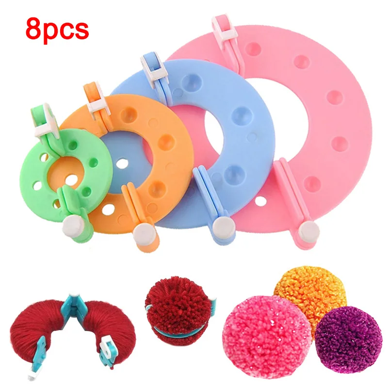 

8 Pcs Pompom Maker Kit Knitting Crafts Different Sizes Plush Ball Making Tool BJStore