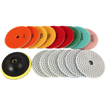 

Promotion! 16Pcs Diamond Polishing Pads Kit 4 Inch Wet/Dry for Granite Stone Concrete Marble Polishing Use Grinding Discs Set