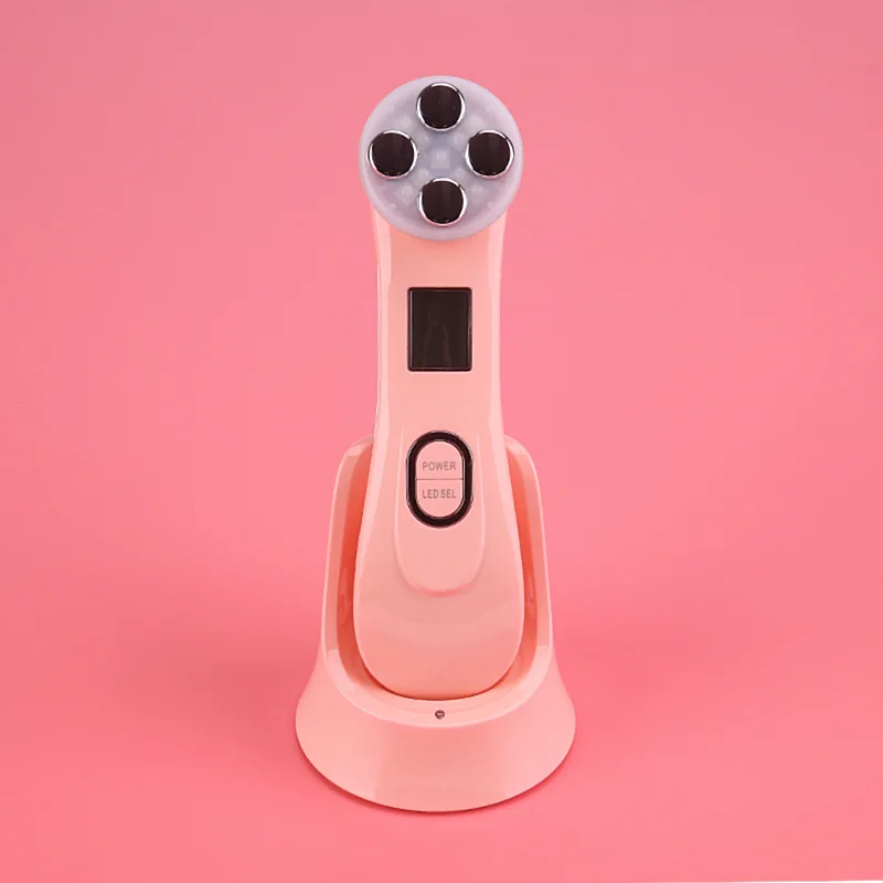 5 in 1 Facial Beauty Instrument Mesotherapy Electroporation RF Radio Frequency LED Skin Care Device Tighten Beauty Machine - Цвет: Pink Without Box