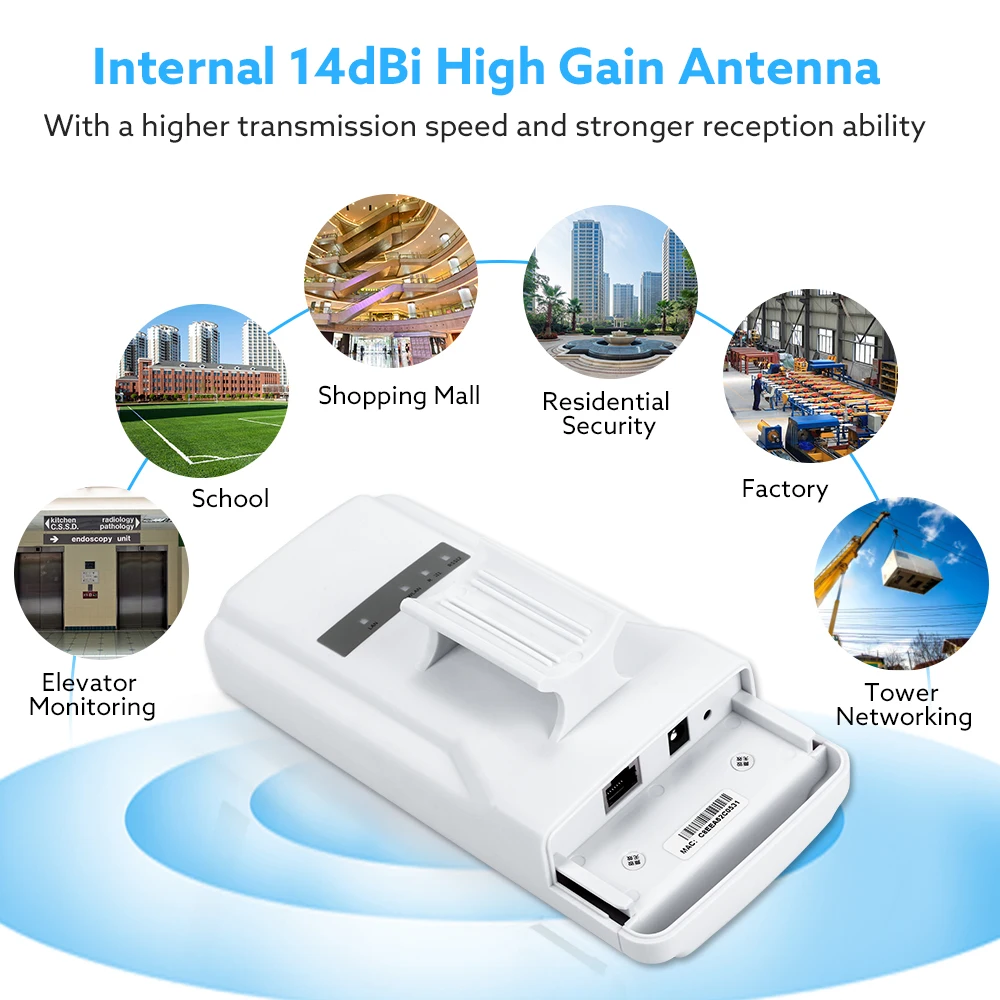 Kit Ponte Wifi sem Fio para Acesso ao ar Livre Transmissor de Longo Alcance Transmissor Cpe Antena 14dbi Suporta 2.5km 5.8g 450mbps Pcs - Imagem 2