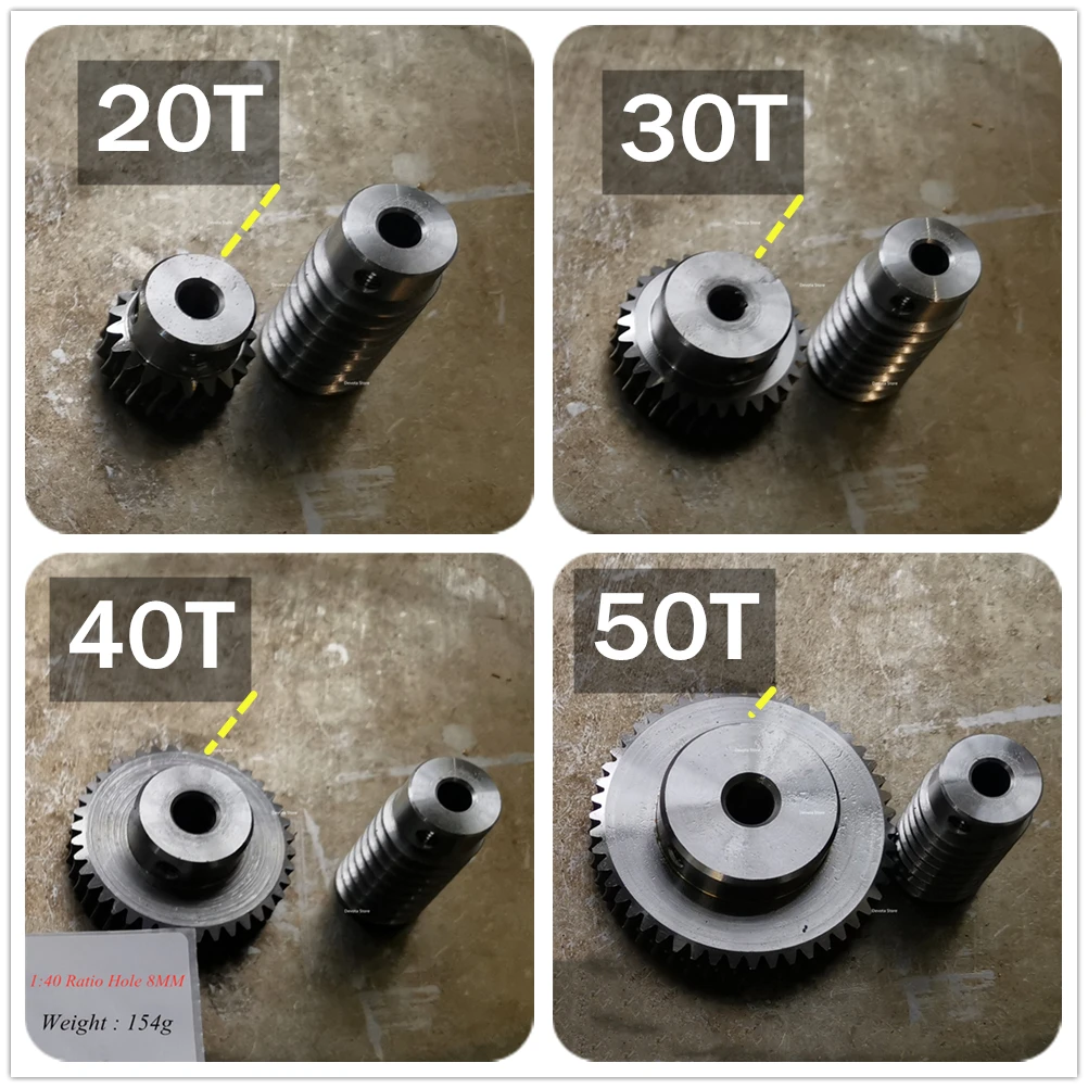 1M Worm Gear drive 1:20/30/40/50/60 Speed Ratio 40cr Precision Worm 6/8MM motor gear,transmission gear,electric bike gear,cassette deck tape gear,electric chain saw gear