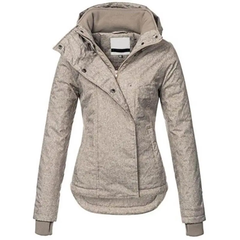 

Women Jackets Casual Winter Warm OL Ladies Plus Size Slim Hooded Zipper Solid Pocket Coats Female Fashion Tops Blue Overcoats