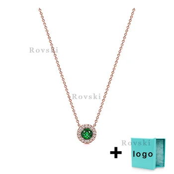 

XL TFX TTFF Rllen Original Popular Brand Rose Gold Green Diamond Necklace Suitable for Party Jewelry Wholesale Free Delivery.