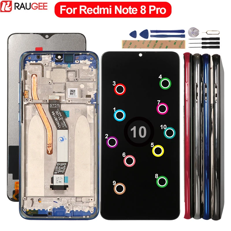 Pantalla LCD de repuesto para Xiaomi Redmi Note 8 Pro, Digitalizador de pantalla táctil, con Marco, 6,53