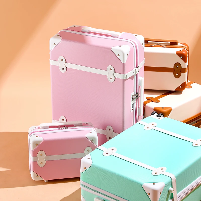 Juego de maletas rodantes de 26 ", maleta con remache rosa, Maleta de viaje capacidad valija de equipaje, mz224, mz224, mz224|De mano| - AliExpress