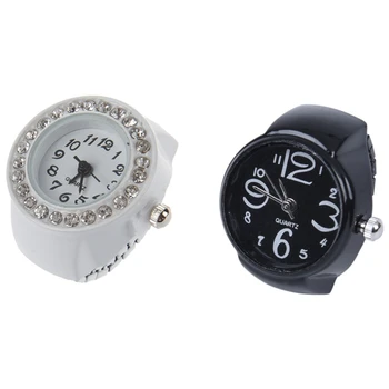 

Finger Ring Watch Chic White Rhinestone for Ladies & Arabic Number Quartz Men Pocket Finger Ring Watch 0.87 inch HOT