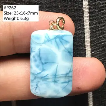 

Top Natural Blue Larimar Pendant For Woman Man Crystal 25x16x7mm Beads 14K Gold Dominica Water Pattern Gemstone Jewelry AAAAA