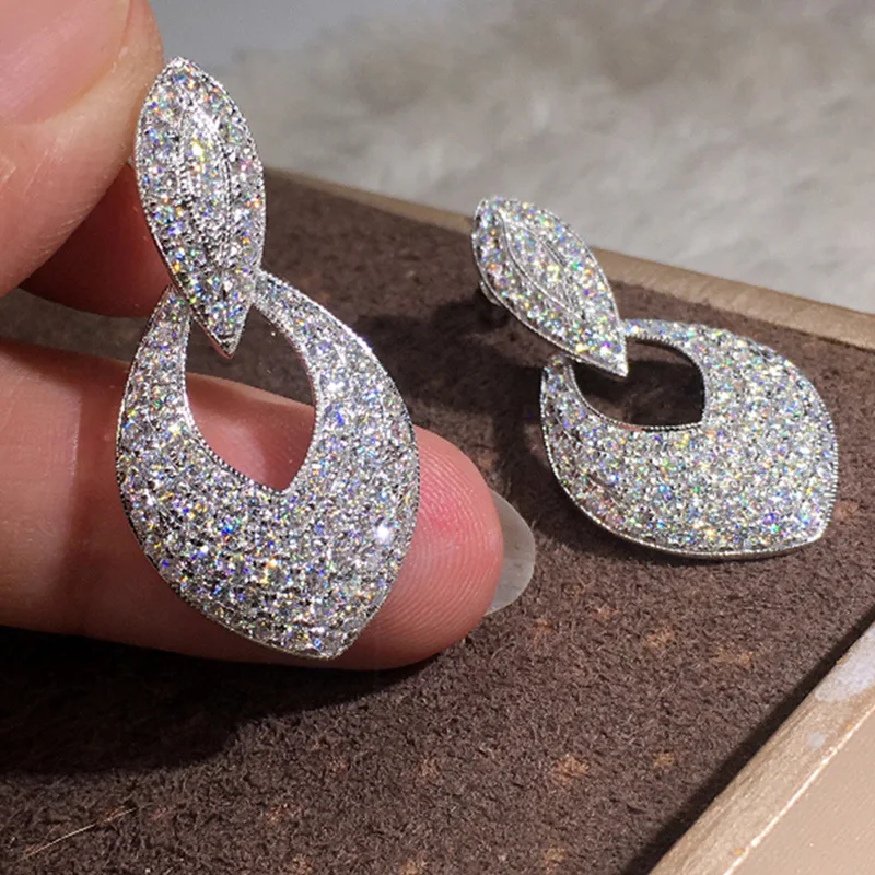 Statement Dangle Earring Lab Diamond 925 Sterling silver Party