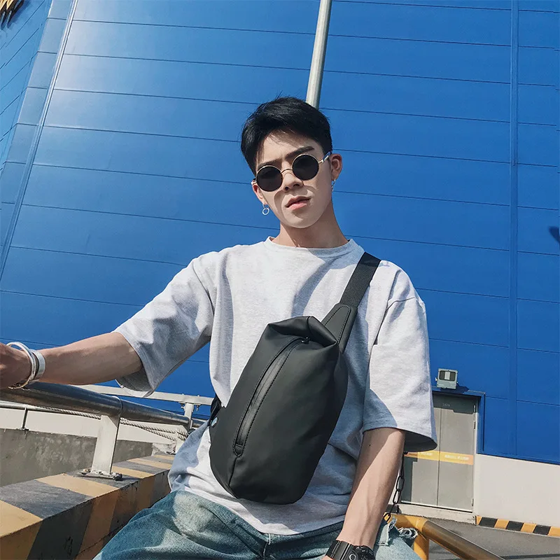 

New Korean version of small breast bag trend men's bags nylon oblique waistband
