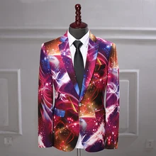 Новинка, Модный повседневный блейзер с принтом в виде космоса, сценические вывески, костюм Veste Homme, приталенный костюм, пиджак, Африканское Мужское пальто