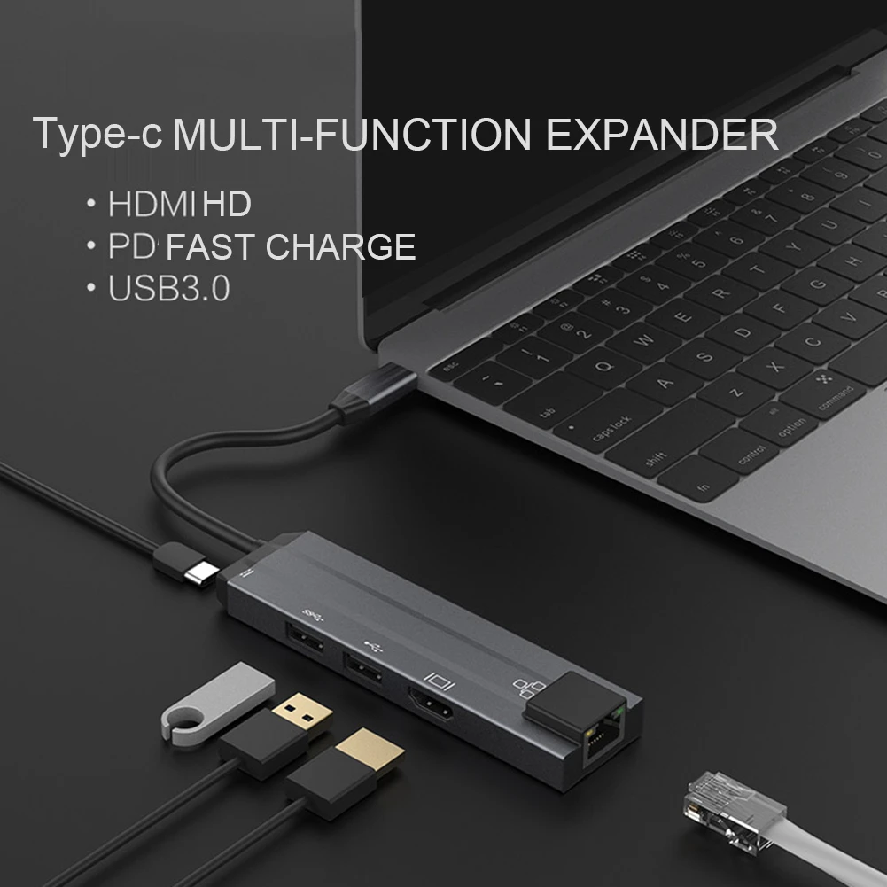 Usb-хаб C концентратор для Мульти USB 3,0 2,0 HDMI адаптер USB разветвитель для MacBook Pro Док-концентратор RJ45 Двойной Концентратор USB Type C