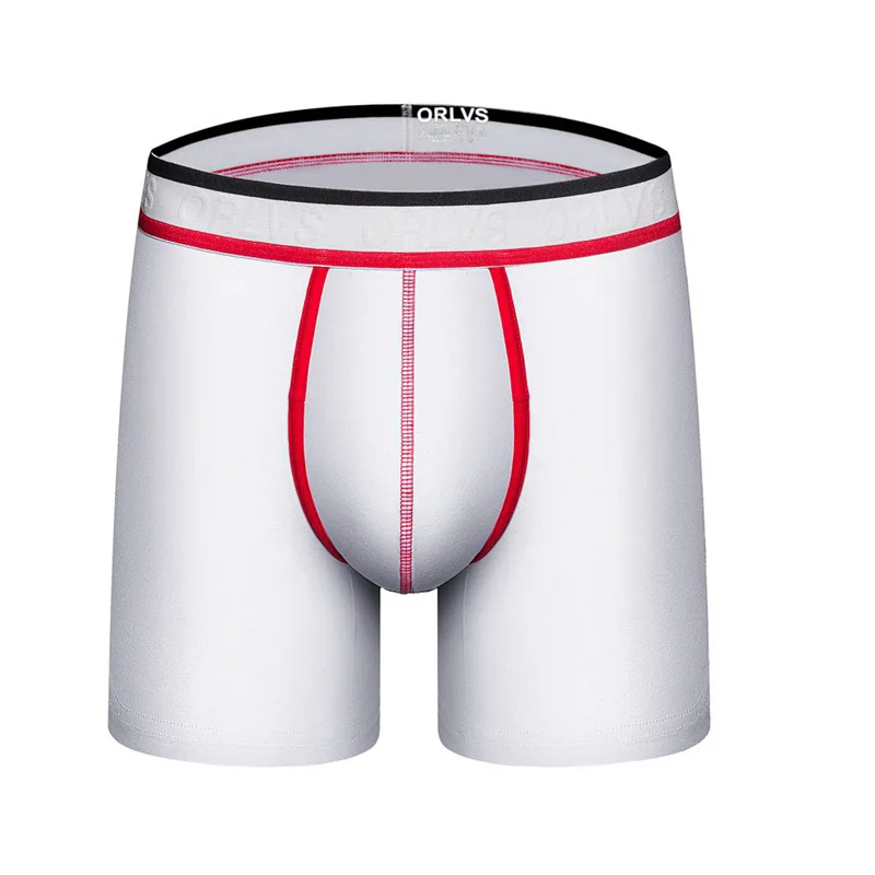 White Мужское нижнее белье Cueca Трусы удлиненные боксеры Человек Средняя Талия хлопок дышащий Открытый сухой Ropa Interior Hombre спортивные - Цвет: White