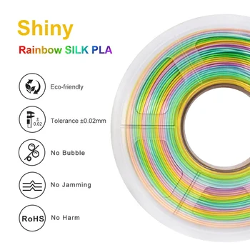PLA SILK Rainbow Filament 3D Printer 1Roll 1.75MM-/+ 0.02MM Refills Biodegradable Material For FDM Plastic For 3D Pen 2