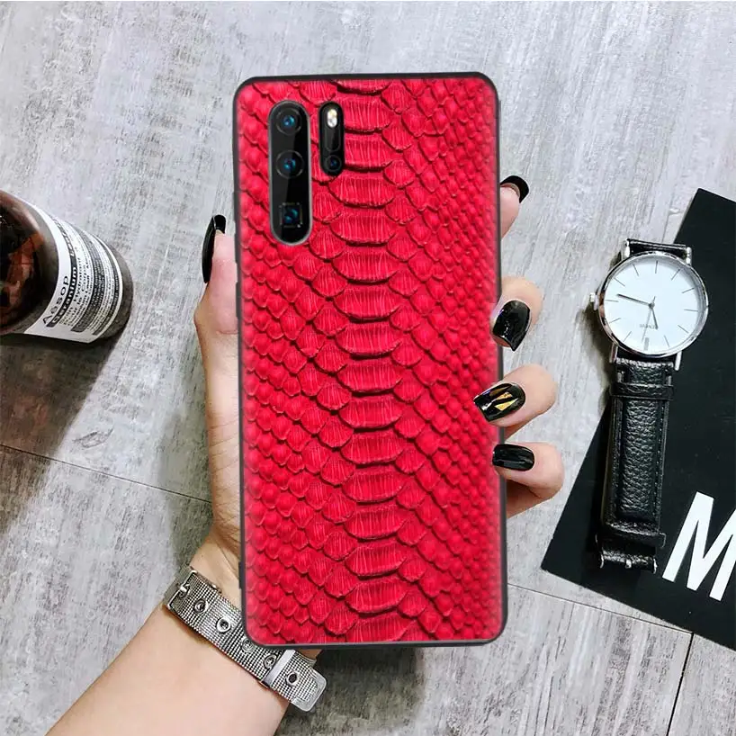 BA088-9 Розовый кожаный Змеиный Черный чехол для телефона huawei mate 30 20 10 P30 P20 P10 Pro Lite P Smart Z роскошный Coque Shell - Цвет: BA088-9